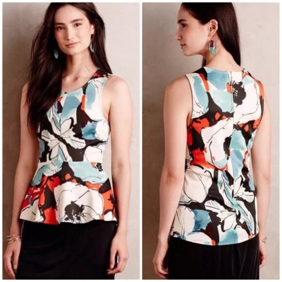 Akemi + Kin Floral Sleeveless Peplum Boho Top - Picture 1 of 5